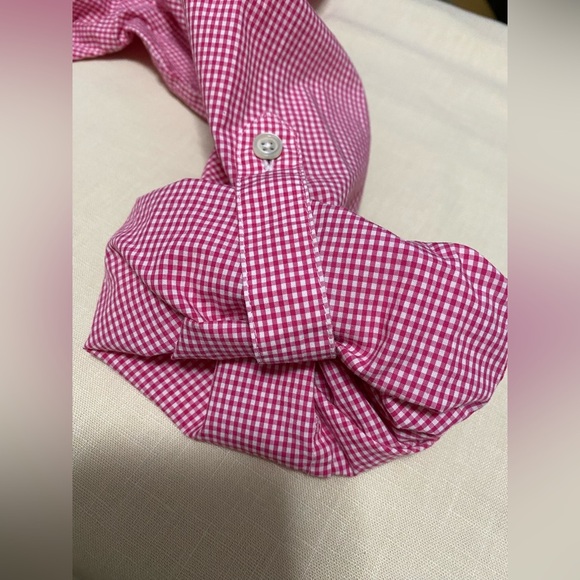 Talbots Woman Plus Size 1X Red & White Gingham Long Sleeve Button Front Shirt. - Picture 3 of 11